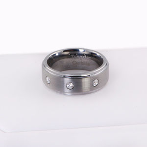 8mm Tungsten Carbide Wedding Band Ring CZ